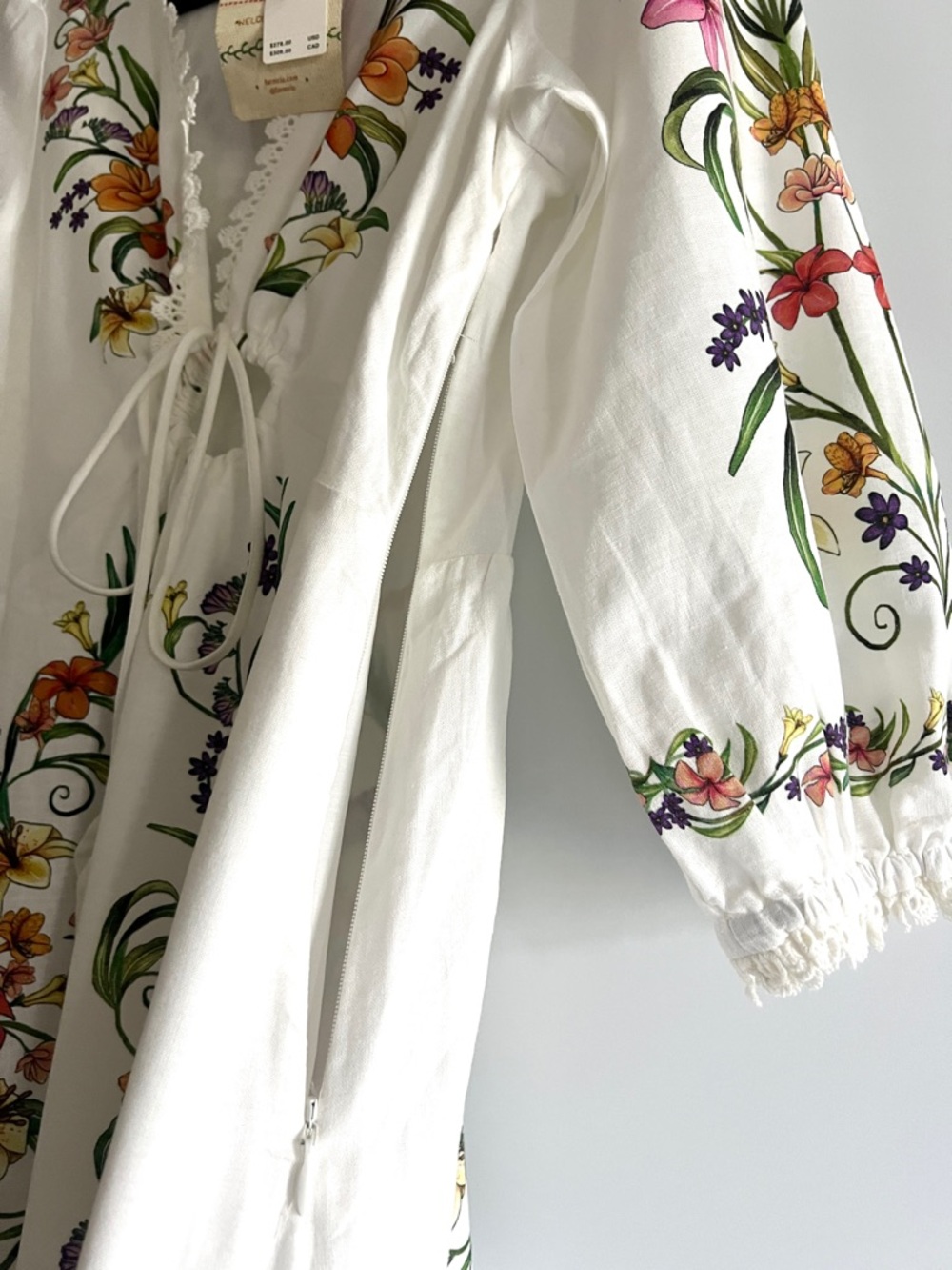 FARM Rio White Linen Blend Multicolor Floral Printed Maxi Dress Size Small NWT - Picture 11 of 16